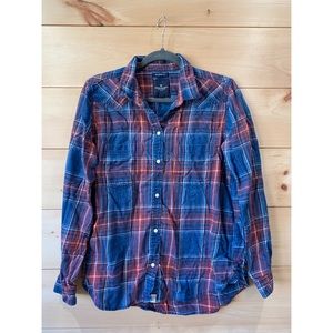 American Eagle Blue and Red Flannel
